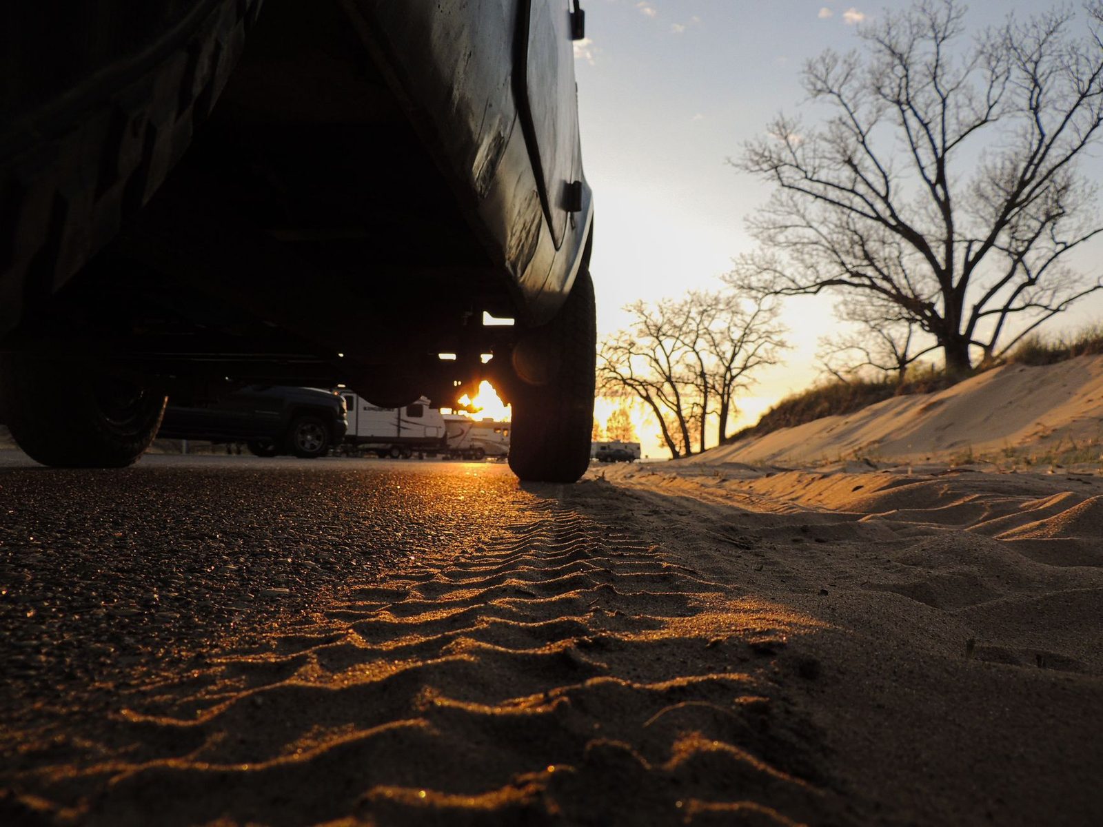 Beach road at sunset in Holland, Michigan